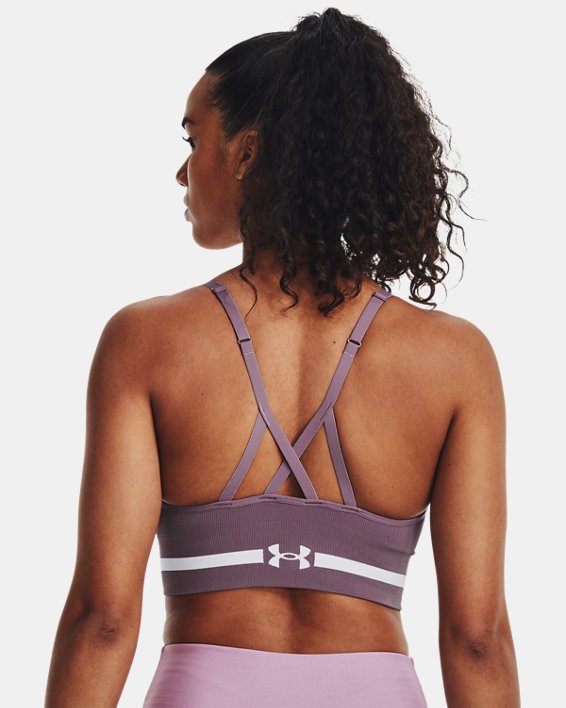 Women's UA Seamless Low Long Sports Bra, Purple, pdpMainDesktop image number 1
